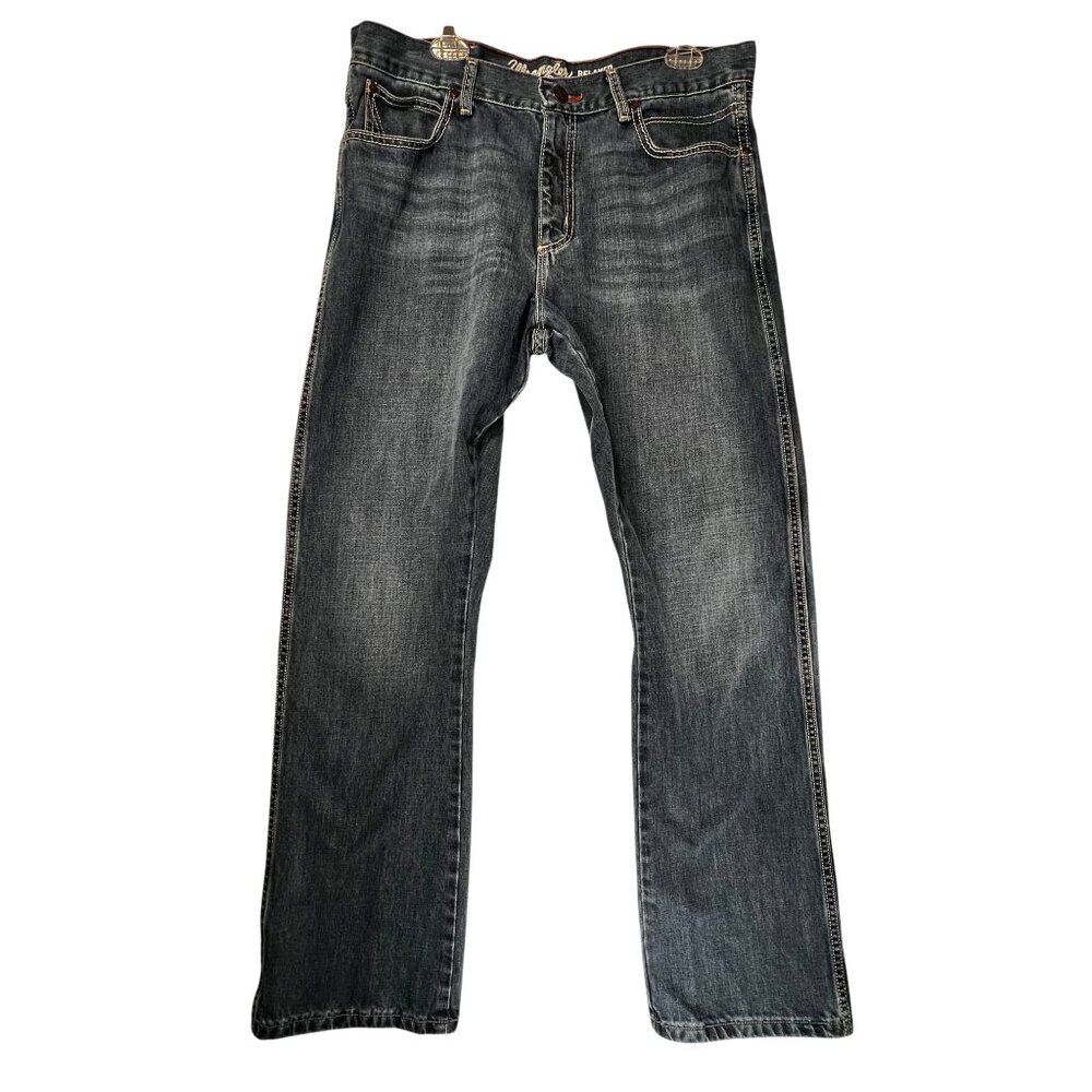 Wrangler Retro Relaxed Boot Cut Jeans Mens Blue Denim 35x34 Western Cowboy